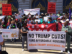 San Francisco advocates demonstrating in front of City Hall