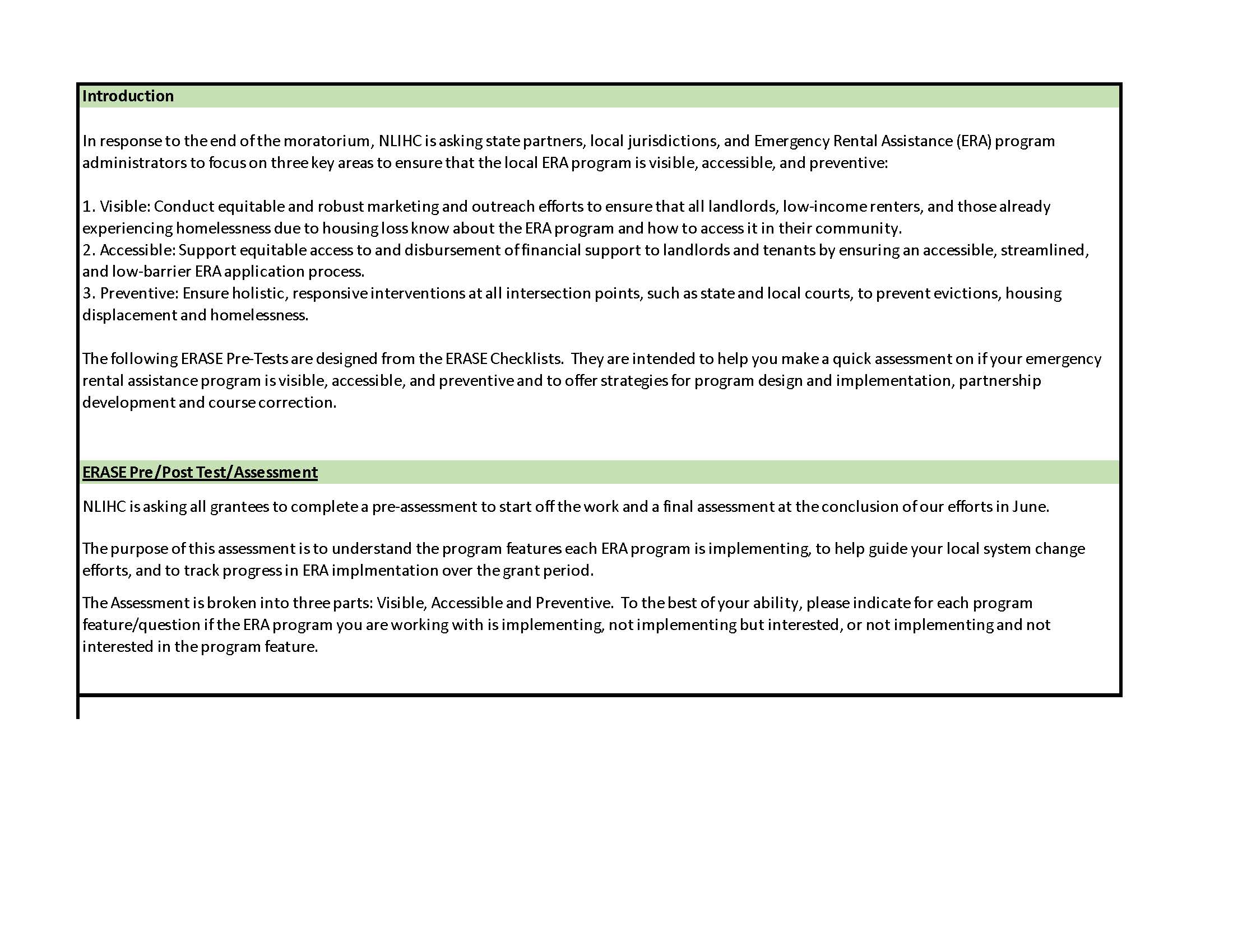 ERA Assessment