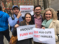 NLIHC Housing Organizer James Saucedo with activists in New York City.