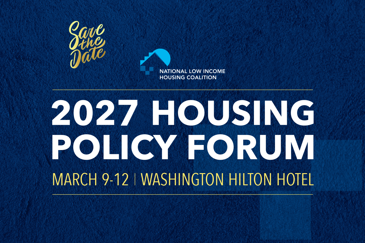 Promo graphic for NLIHC's 2027 Housing Policy Forum