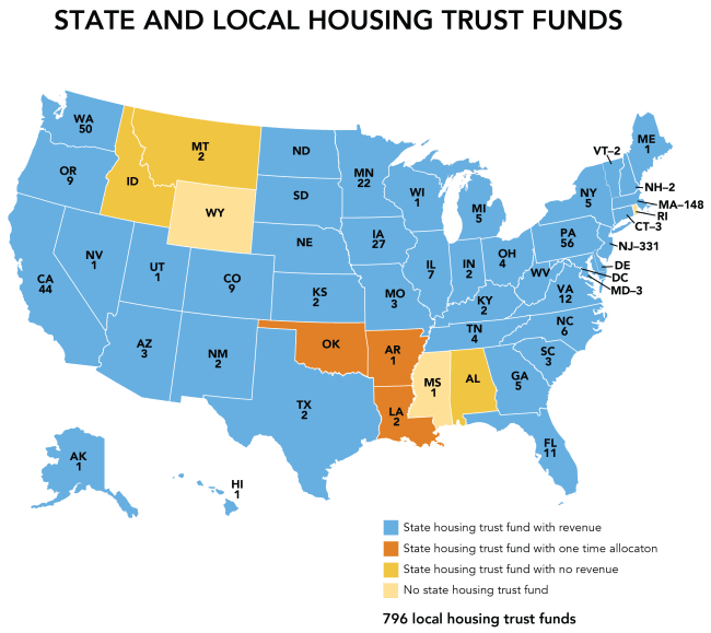 U.S. map displaying 796 local housing trust funds
